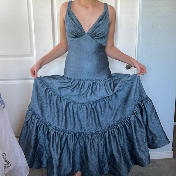 Tadashi Shoji Dresses & Skirts - amazing TADASHI steel blue grey lined ball gown dress 6 S M